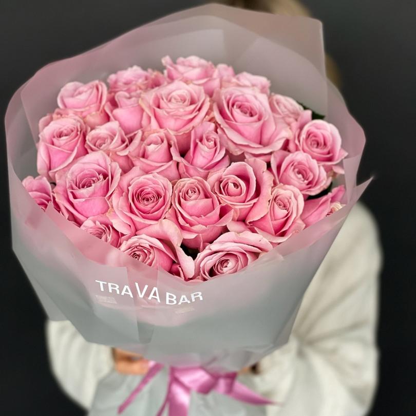 Букет из 25 хрустально-розовых роз 50/60 см