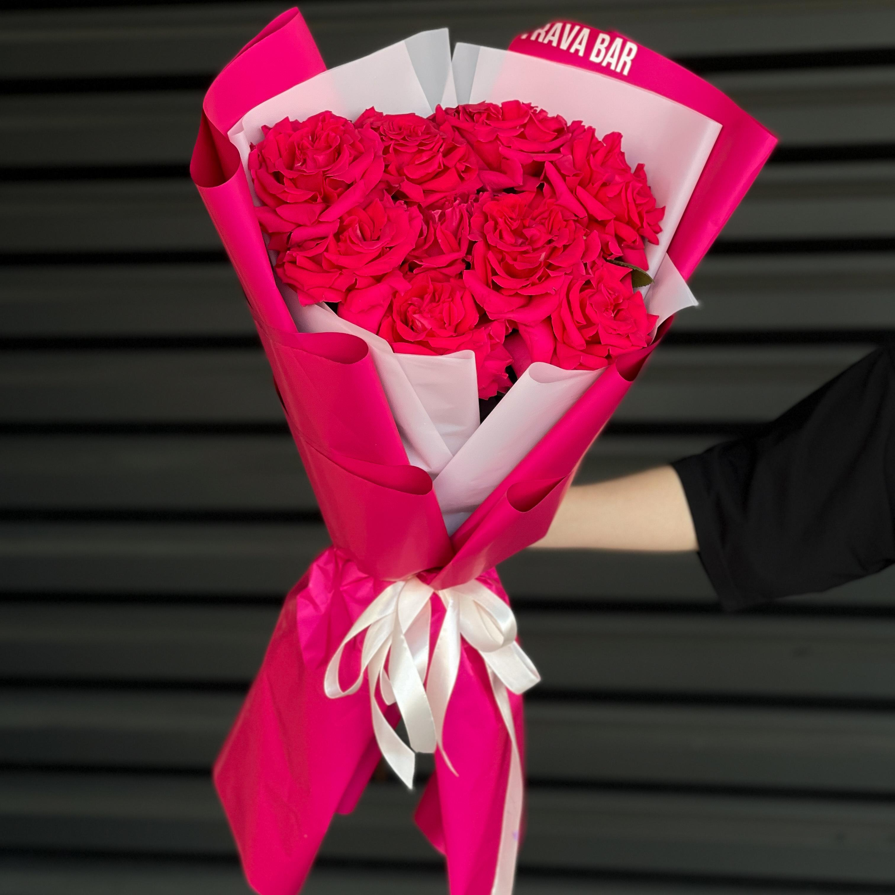 Букет "9 малиновых французских роз"