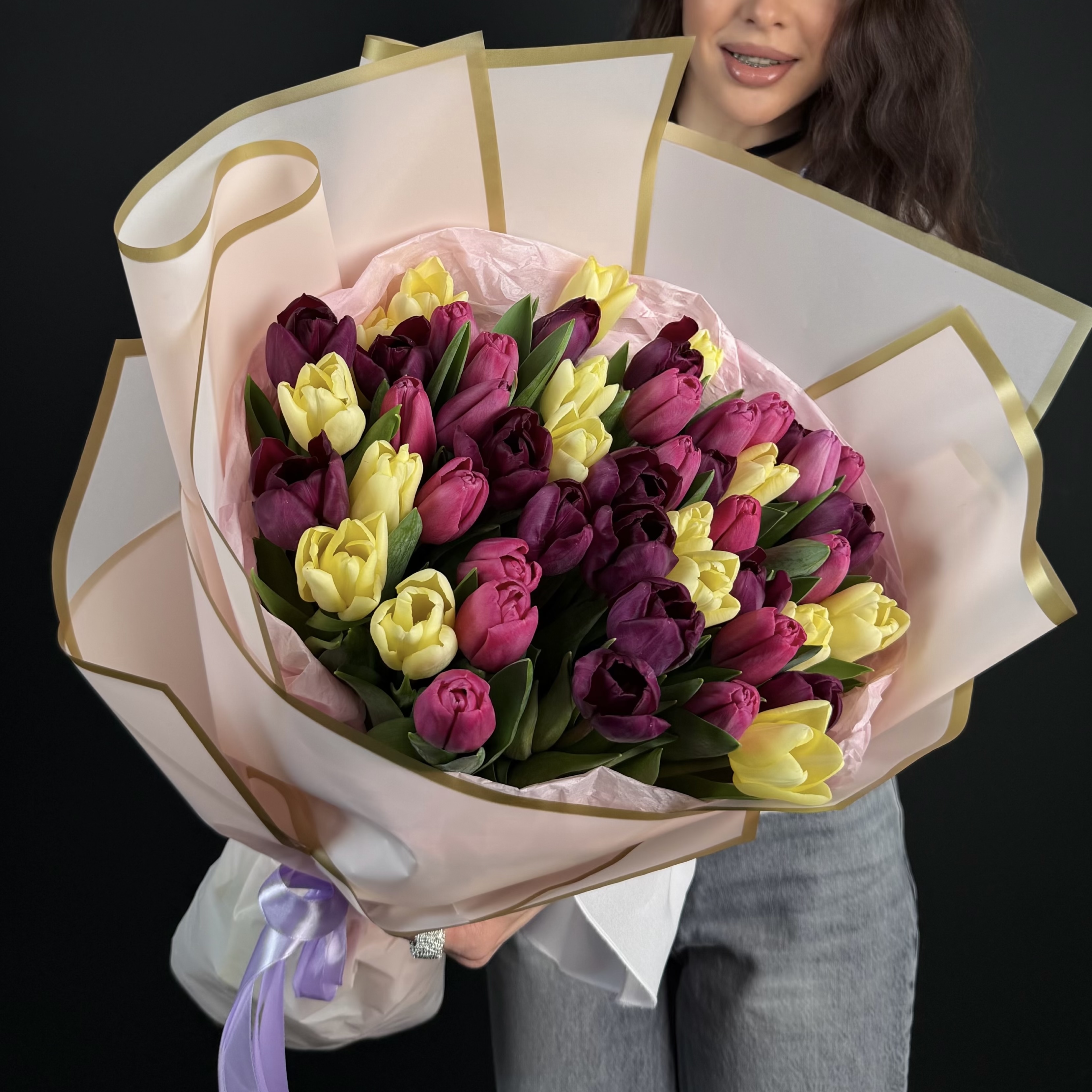 Букет из 51 тюльпана микс фото 1