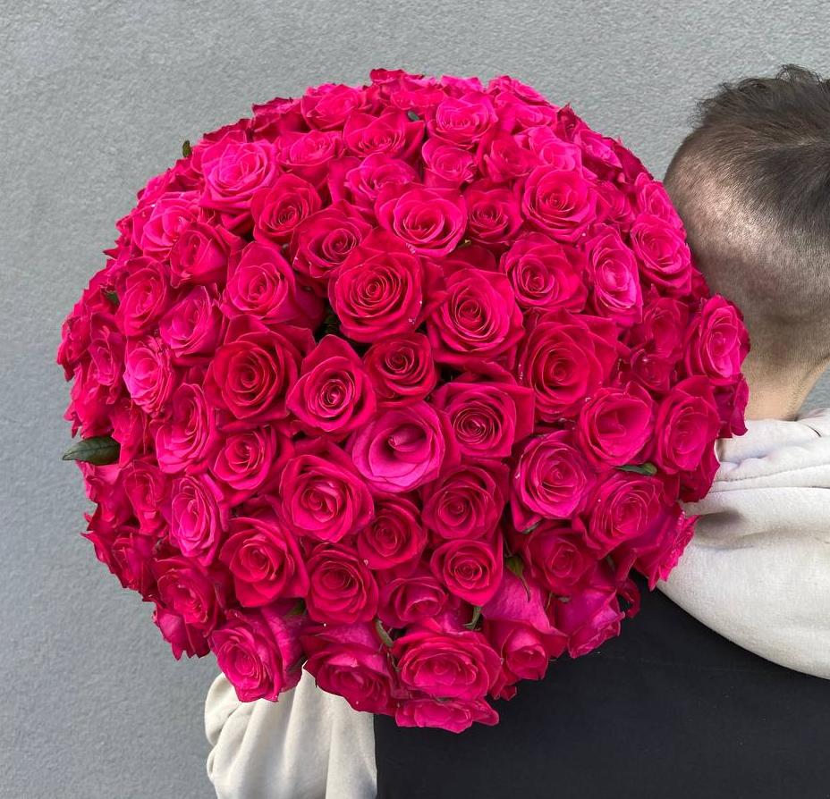 101 вишневая роза 50/60 см под ленту