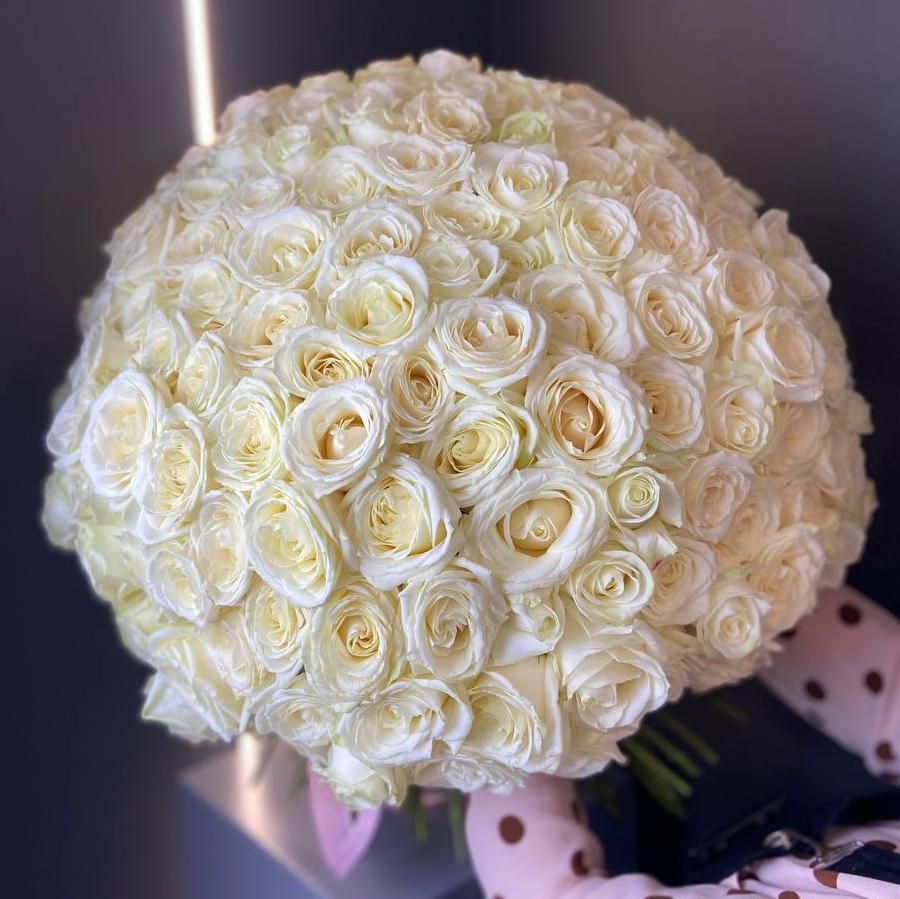 Букет "201 белая роза 50/60 см под ленту"