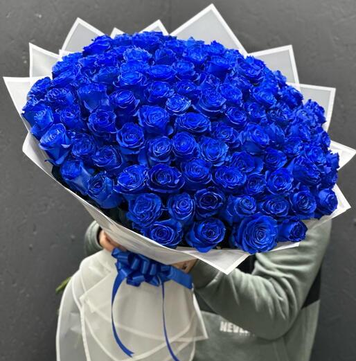 Букет из 101 синей розы 50/60 см
