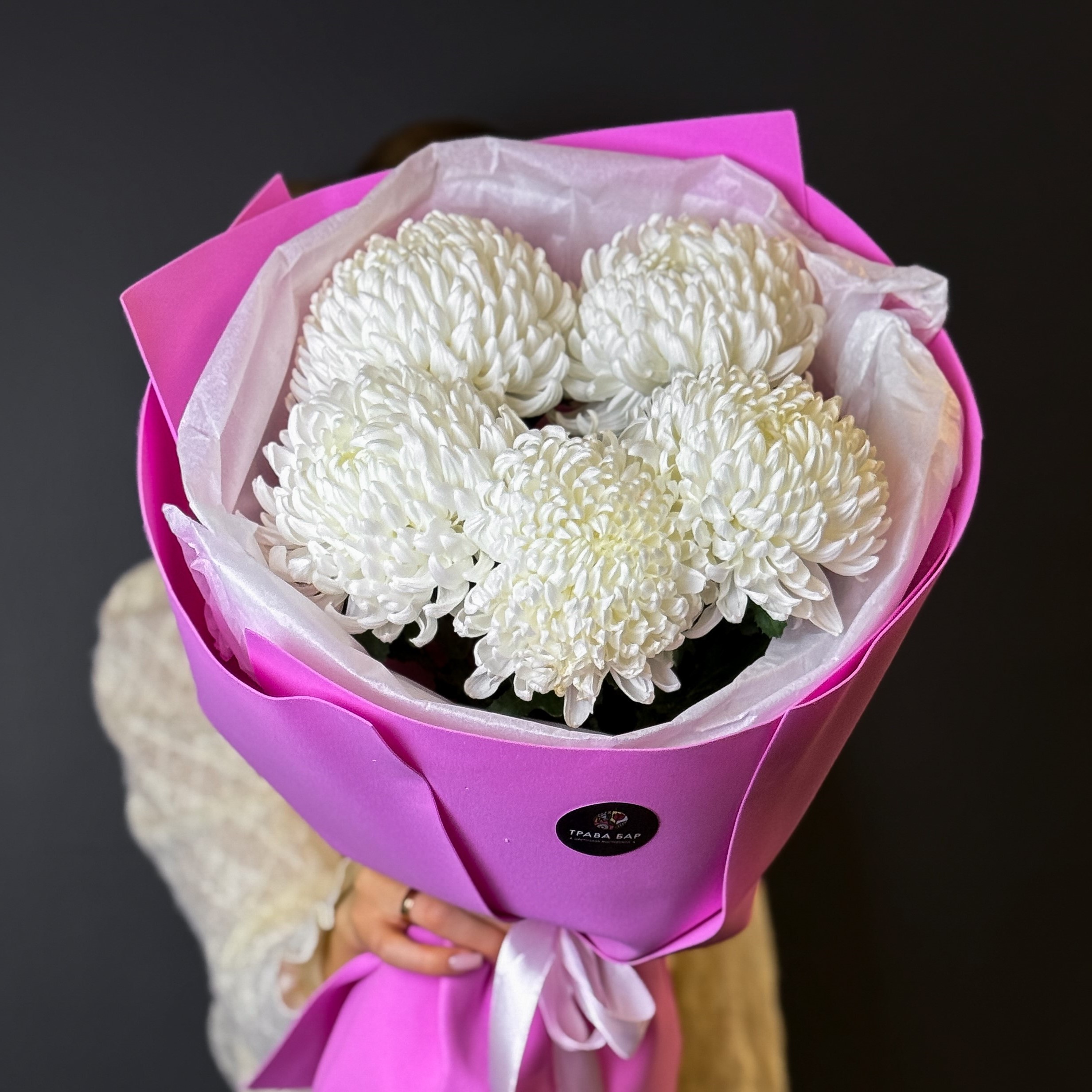 Букет из 5 премиальных хризантем фото 1