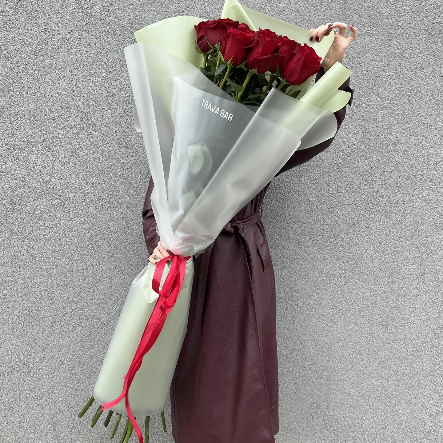 Букет "15 бордовых эквадорских роз 120/130 см" фото 1