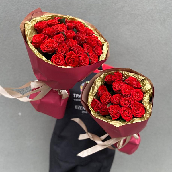 Букет из 15 кружевных роз 40 см фото 2