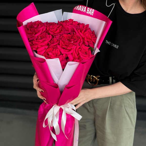 Букет "9 малиновых французских роз" фото 2