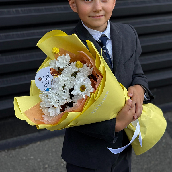 Букет из 3 белых хризантем фото 2