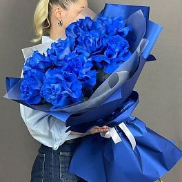 Букет из 9 синих роз 50/60 см